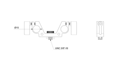 DeskRig 15mmロッド用 3/8インチARRIスロット対応 デュアルクランプ /DRC-02　2個入り