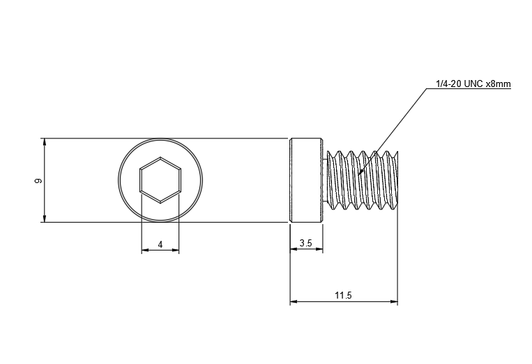 UNC 1/4"-20 x8mm ネジ　10個入りUNC 1/4"-20 x8mm ネジメインベース
