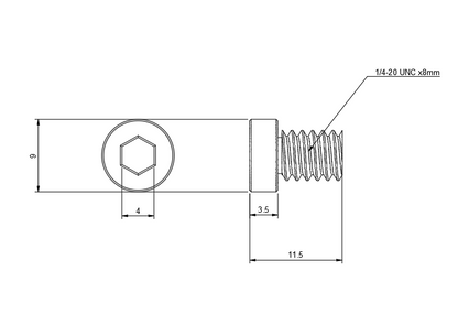UNC 1/4"-20 x8mm ネジ　10個入りUNC 1/4"-20 x8mm ネジメインベース