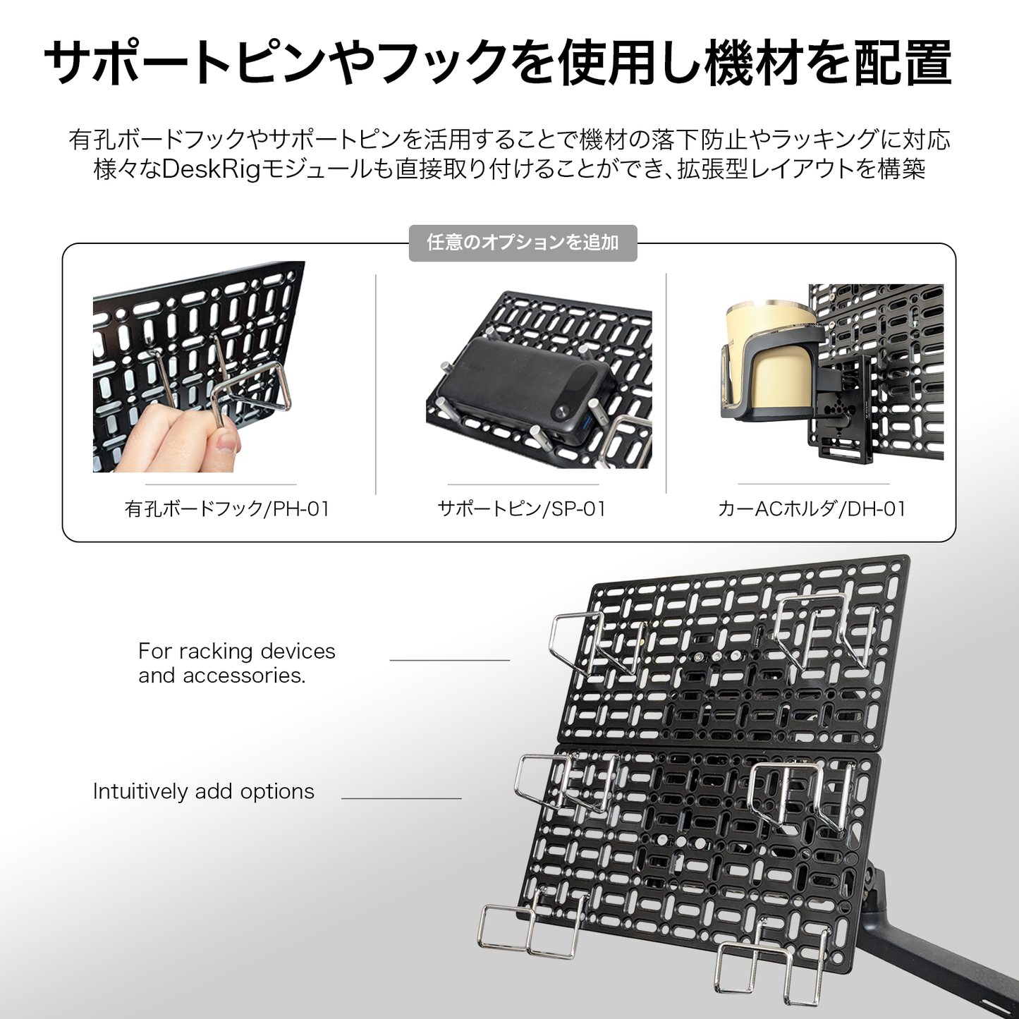 DeskRig 1/4インチネジ対応 多目的有孔ボード /PB-01